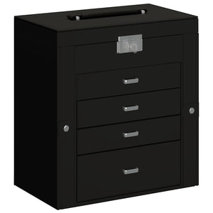 Portagioie a 5 Strati con Specchio Chiudibile a Specchio-Portagioie Specchiato Nero