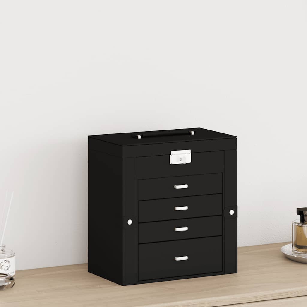 Portagioie a 5 Strati con Specchio Chiudibile a Specchio Nero