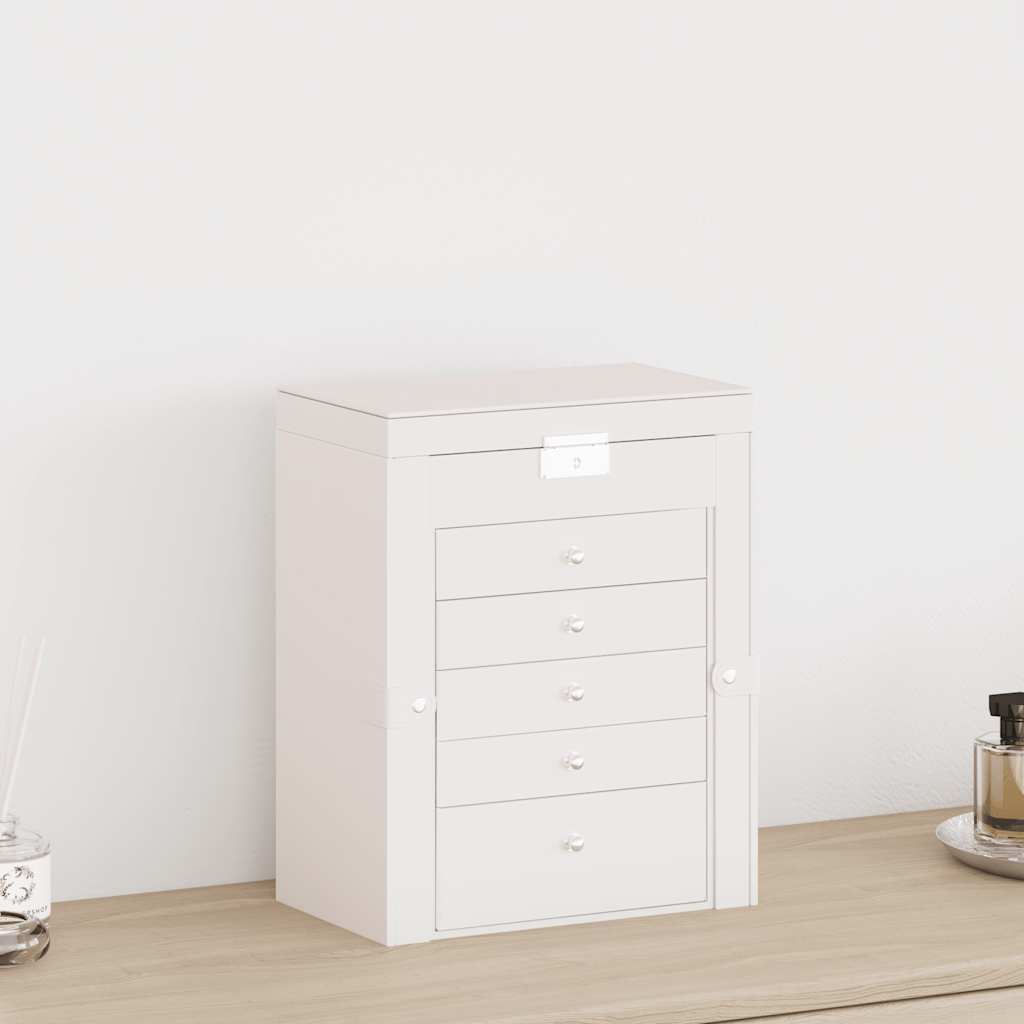 vidaXL Portagioie a 6 Strati con Specchio Chiudibile a Chiave Bianco