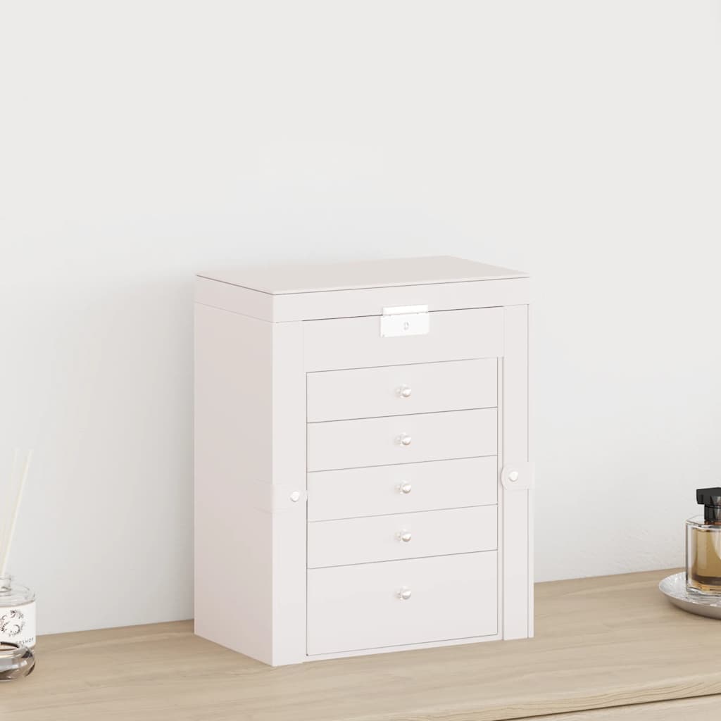 Portagioie a 6 Strati con Specchio Chiudibile a Chiave Bianco 4103564