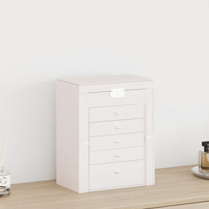 Portagioie a 6 Strati con Specchio Chiudibile a Chiave Bianco 4103564