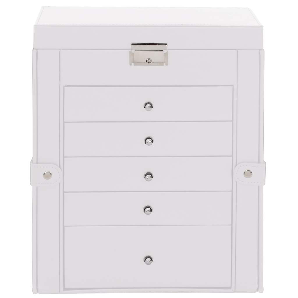 Portagioie a 6 Strati con Specchio Chiudibile a Chiave Bianco 4103564