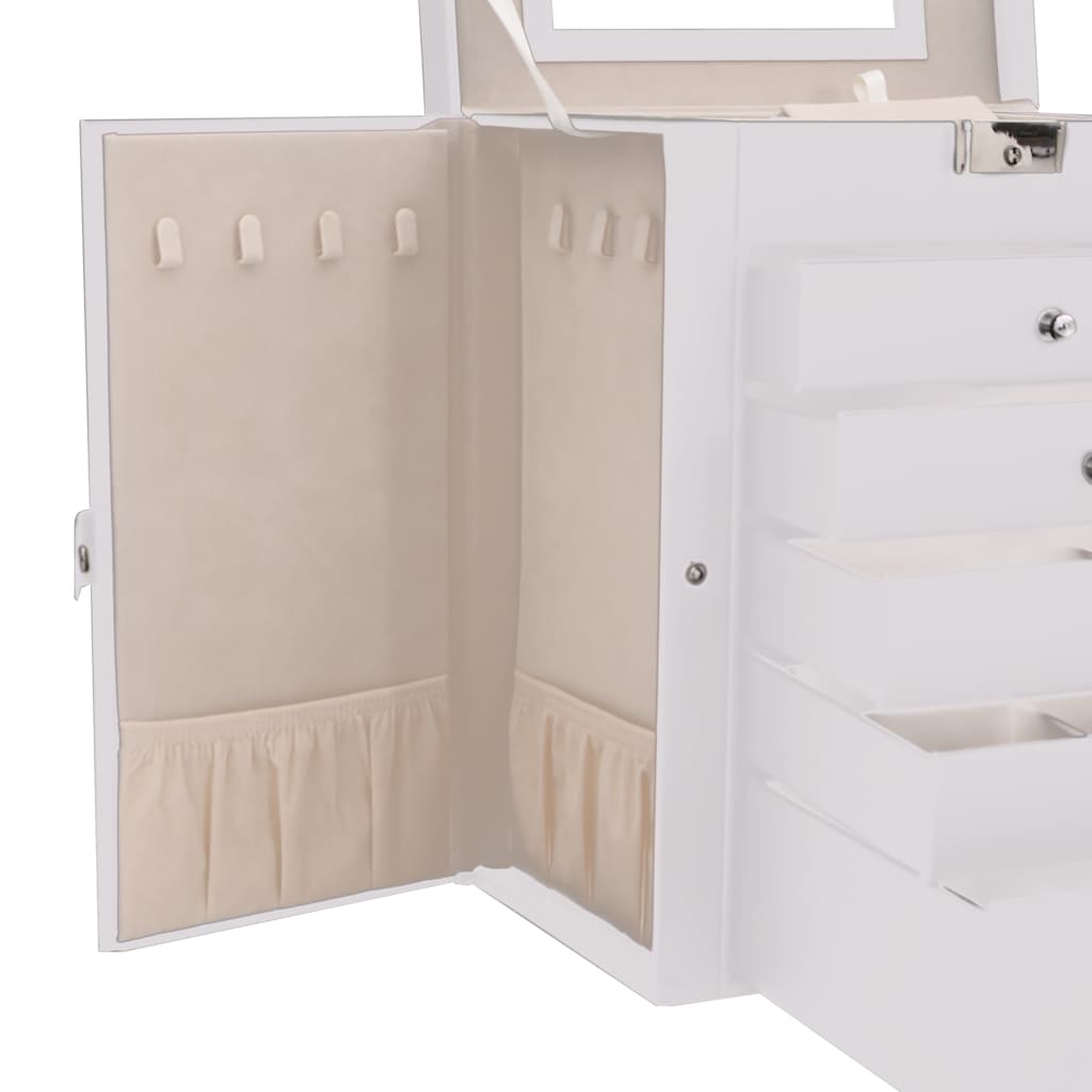 Portagioie a 6 Strati con Specchio Chiudibile a Chiave Bianco 4103564