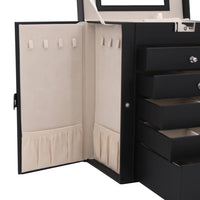 Portagioie a 6 Strati con Specchio Chiudibile a Specchio Nero 4103565