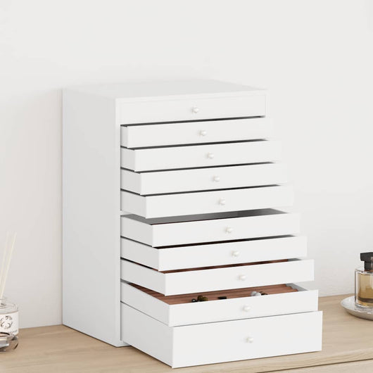 vidaXL Portagioie 10 Strati con Portaorologi Bianco 29x20,5x40,5 cm