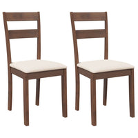 Sedie da Pranzo con Cuscini 2pz Marrone Legno Massello di Hevea 4102380