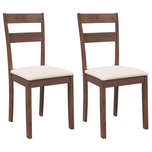 Sedie da Pranzo con Cuscini 2pz Marrone Legno Massello di Hevea 4102380