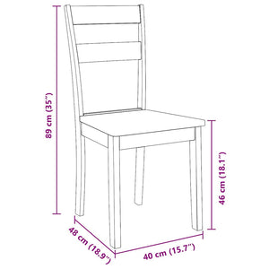 vidaXL Sedie da Pranzo 2 pz Naturale in Legno Massello di Hevea