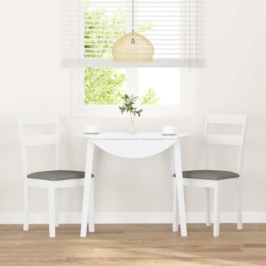 Sedie da Pranzo con Cuscini 2 pz Bianco Legno Massello di Hevea 4102384