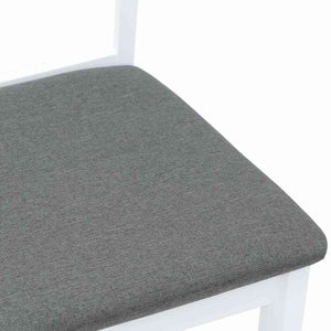 Sedie da Pranzo con Cuscini 2 pz Bianco Legno Massello di Hevea