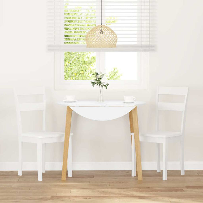 Sedie da Pranzo 2 pz Bianche in Legno Massello di Hevea 4102385