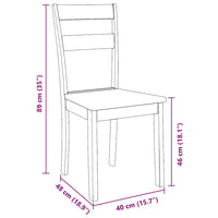 Sedie da Pranzo 2 pz Bianche in Legno Massello di Hevea