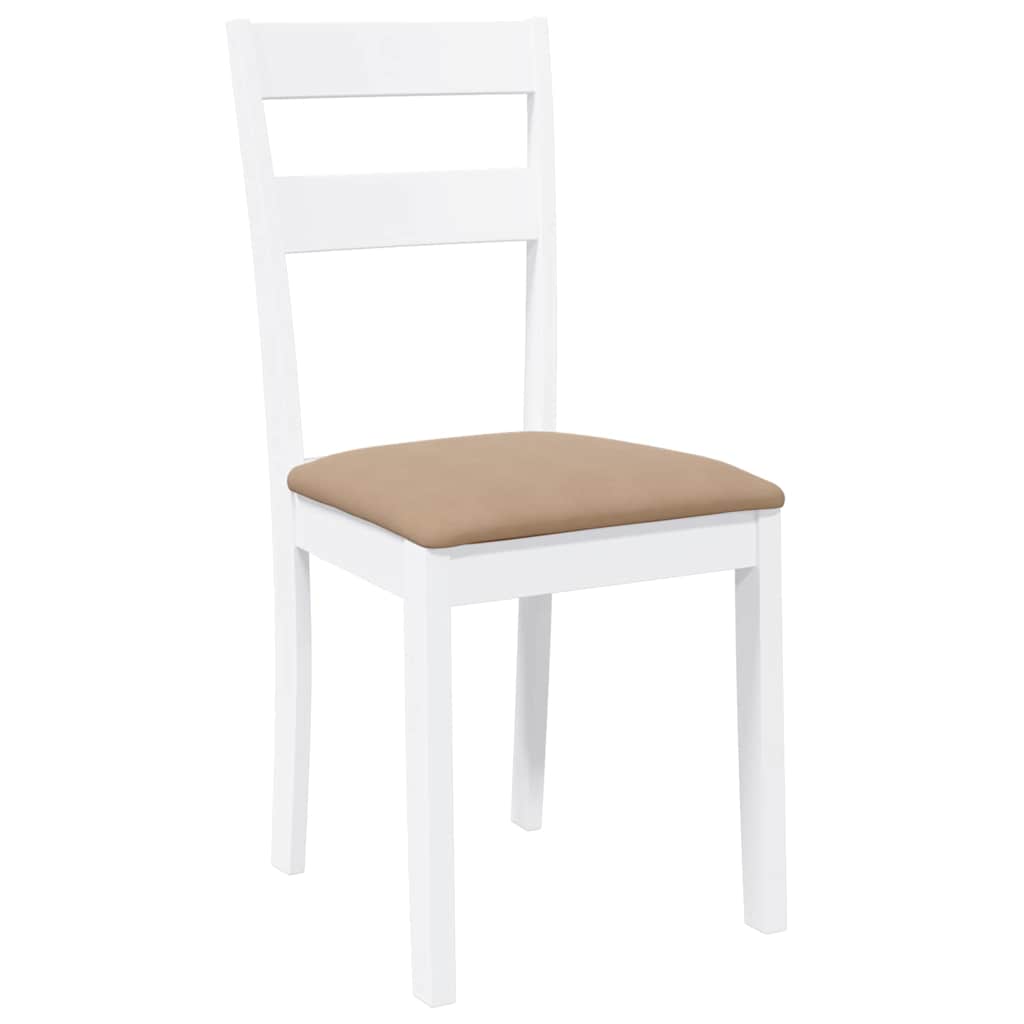 Sedie da Pranzo con Cuscini 2 pz Bianco Legno Massello di Hevea 4102386