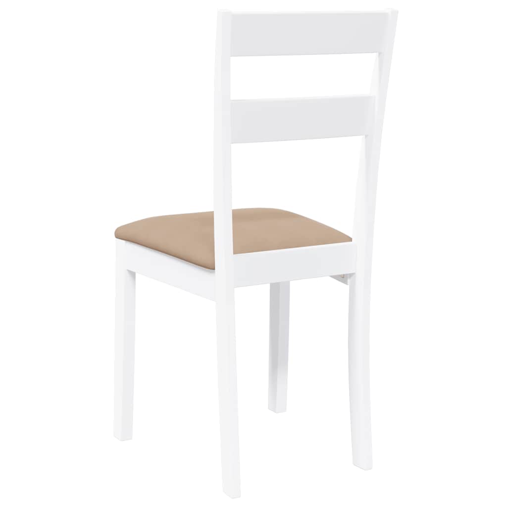 Sedie da Pranzo con Cuscini 2 pz Bianco Legno Massello di Hevea