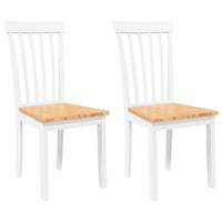 Sedie da Pranzo 2 pz Bianche in Legno Massello di Hevea