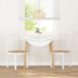 Sedie da Pranzo 2 pz Bianche in Legno Massello di Hevea