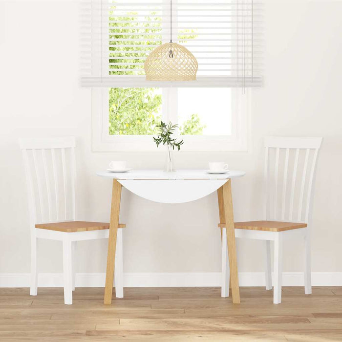 Sedie da Pranzo 2 pz Bianche in Legno Massello di Hevea 4102392