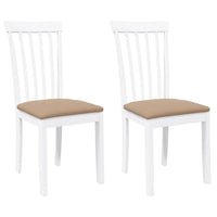 Sedie da Pranzo con Cuscini 2 pz Bianco Legno Massello di Hevea 4102394