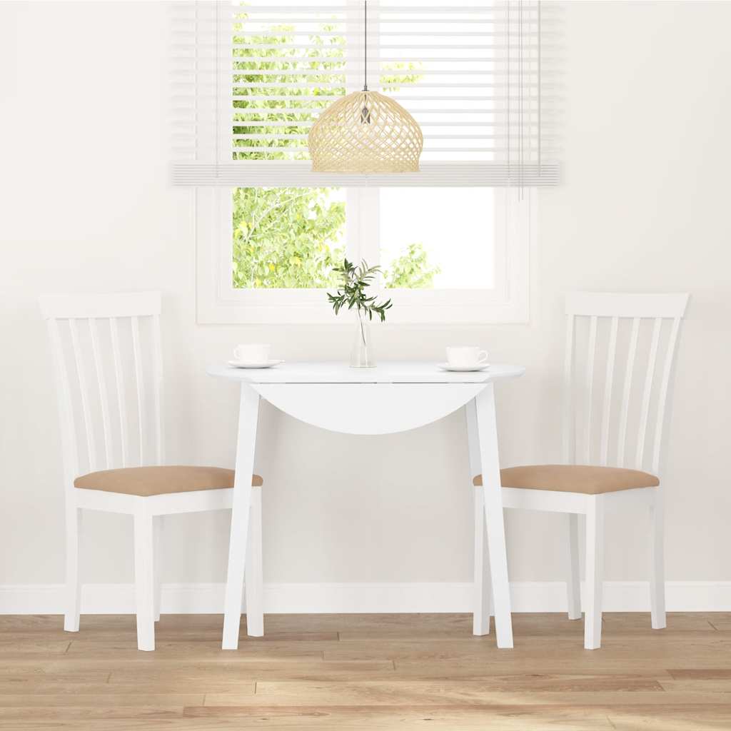 Sedie da Pranzo con Cuscini 2 pz Bianco Legno Massello di Hevea 4102394