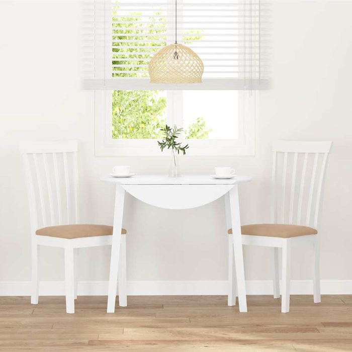 Sedie da Pranzo con Cuscini 2 pz Bianco Legno Massello di Hevea 4102394