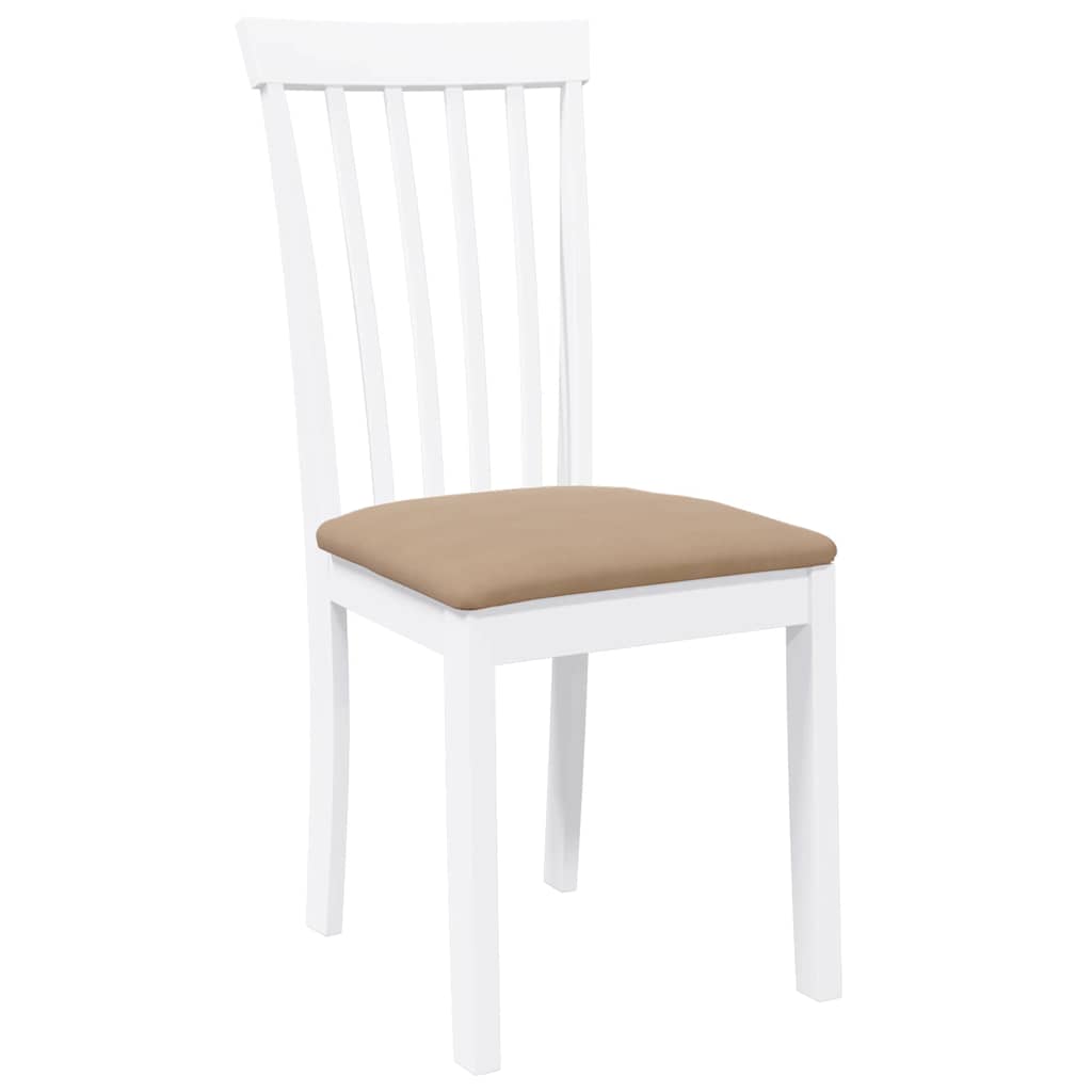 Sedie da Pranzo con Cuscini 2 pz Bianco Legno Massello di Hevea 4102394