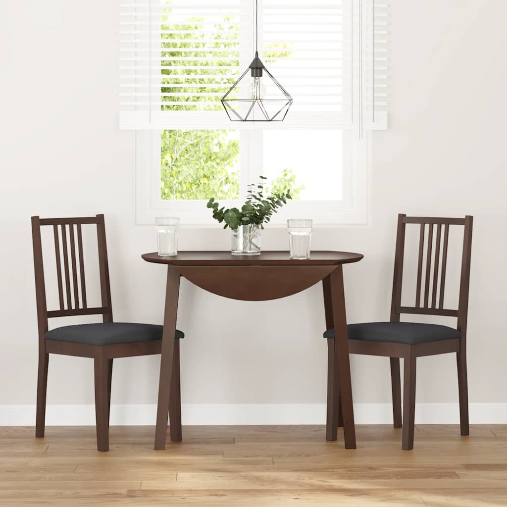 vidaXL Sedie da Pranzo con Cuscini 2pz Marrone Legno Massello di Hevea