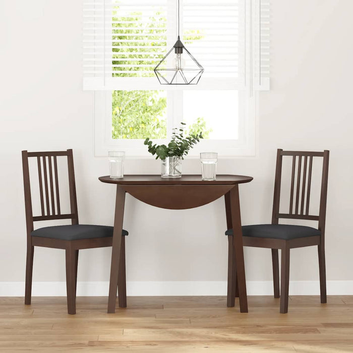vidaXL Sedie da Pranzo con Cuscini 2pz Marrone Legno Massello di Hevea