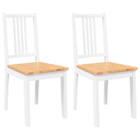 Sedie da Pranzo 2 pz Bianche in Legno Massello di Hevea