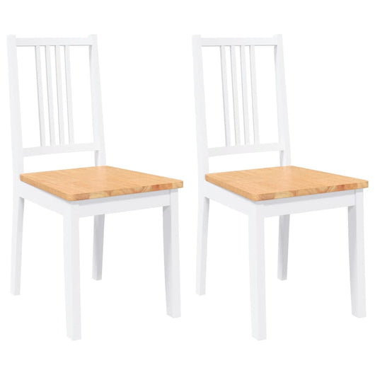 Sedie da Pranzo 2 pz Bianche in Legno Massello di Hevea