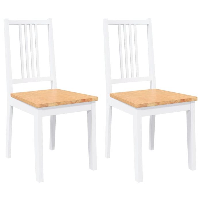 Sedie da Pranzo 2 pz Bianche in Legno Massello di Hevea