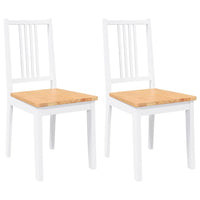 Sedie da Pranzo 2 pz Bianche in Legno Massello di Hevea 4102399