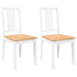 Sedie da Pranzo 2 pz Bianche in Legno Massello di Hevea 4102399