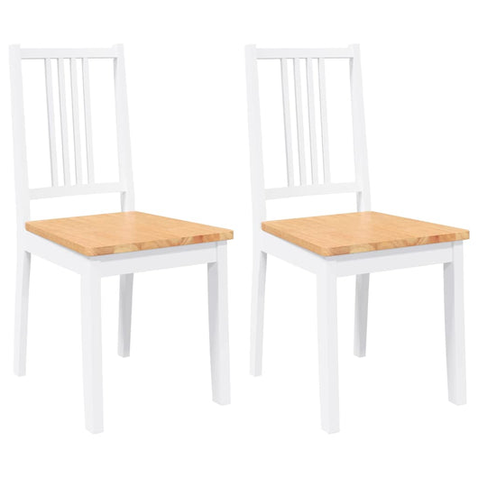 Sedie da Pranzo 2 pz Bianche in Legno Massello di Hevea 4102399