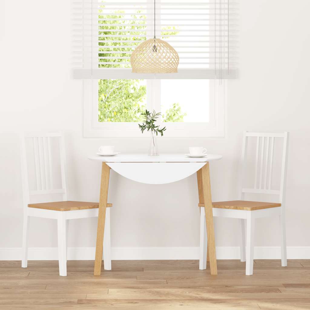 Sedie da Pranzo 2 pz Bianche in Legno Massello di Hevea