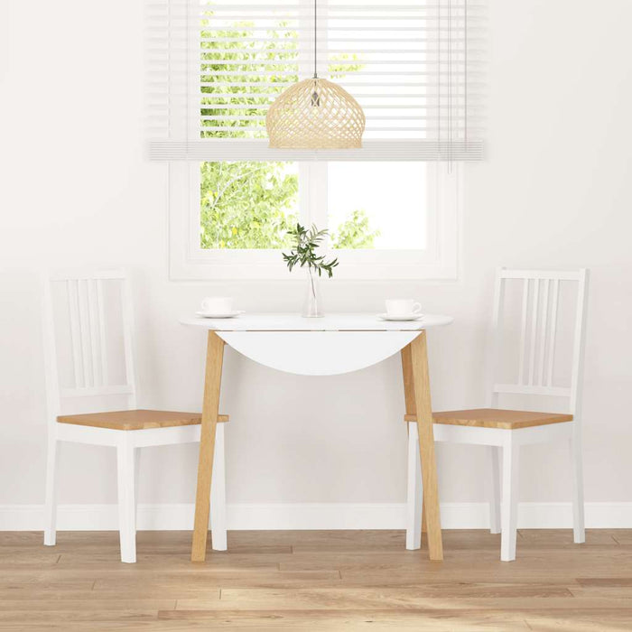 Sedie da Pranzo 2 pz Bianche in Legno Massello di Hevea