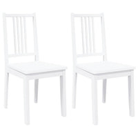 Sedie da Pranzo 2 pz Bianche in Legno Massello di Hevea 4102400