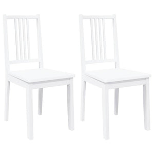 Sedie da Pranzo 2 pz Bianche in Legno Massello di Hevea 4102400