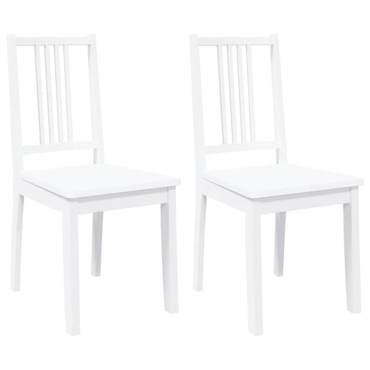 Sedie da Pranzo 2 pz Bianche in Legno Massello di Hevea 4102400