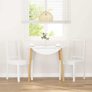 Sedie da Pranzo 2 pz Bianche in Legno Massello di Hevea