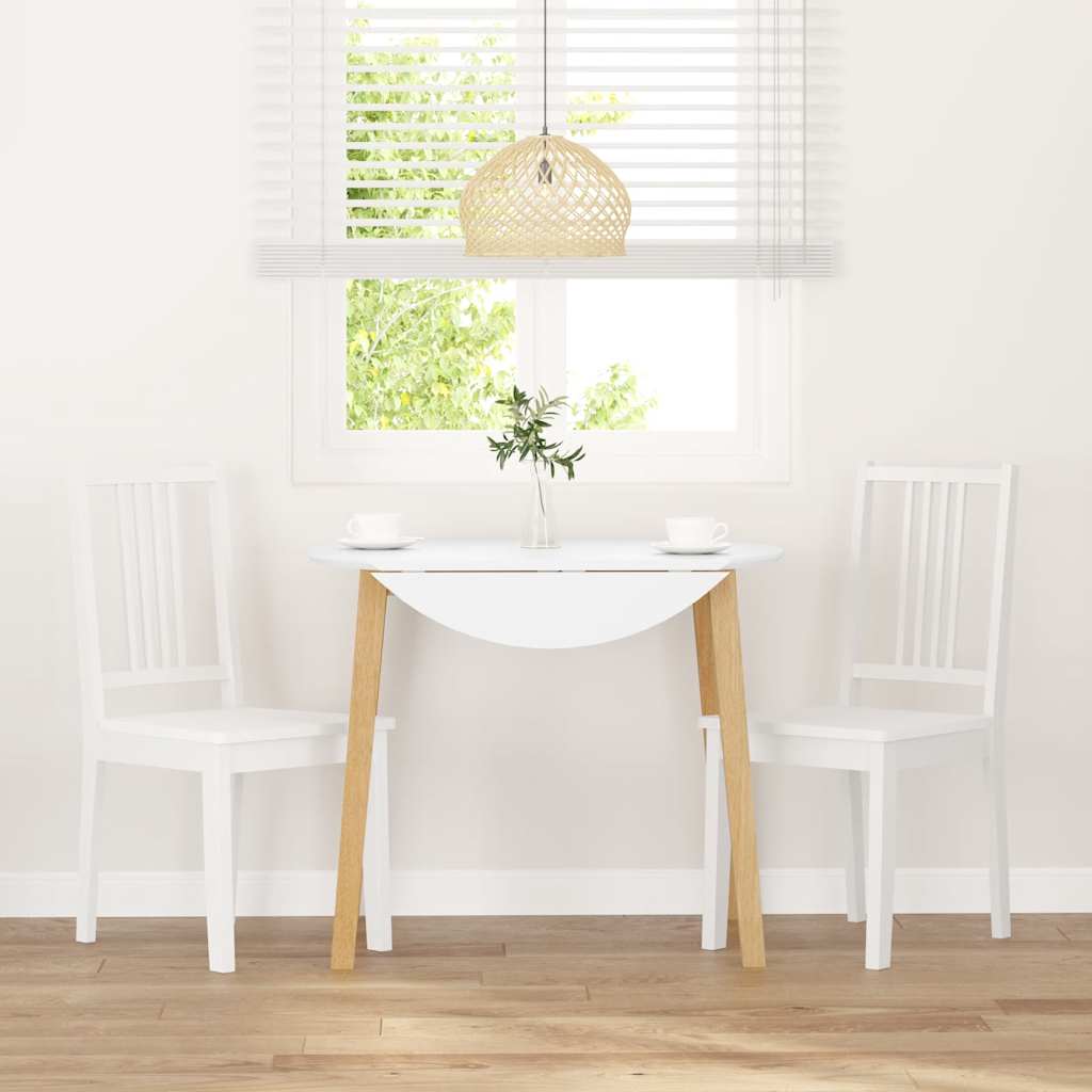 Sedie da Pranzo 2 pz Bianche in Legno Massello di Hevea 4102400