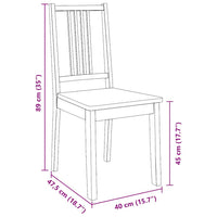 Sedie da Pranzo 2 pz Bianche in Legno Massello di Hevea