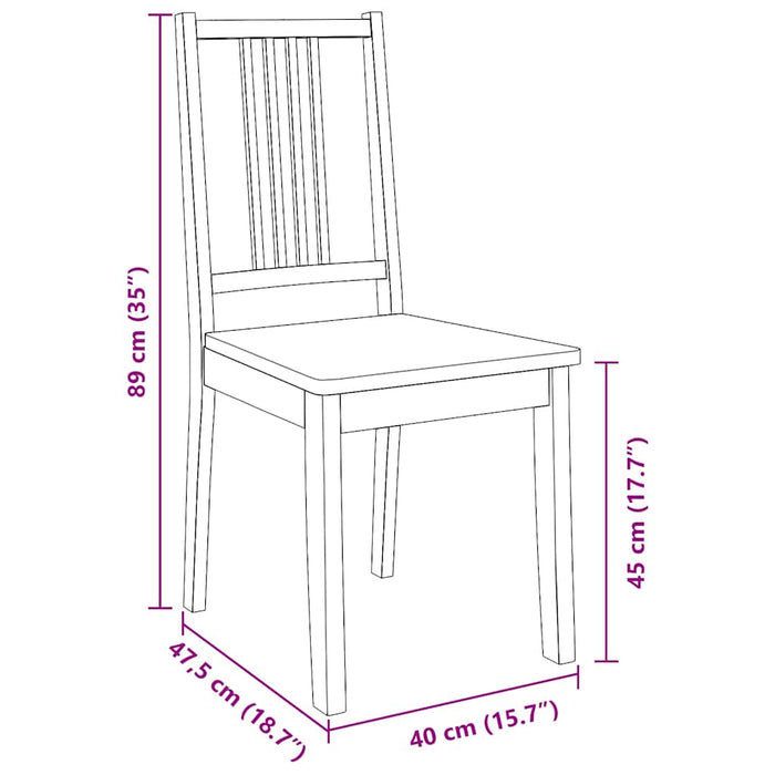 Sedie da Pranzo 2 pz Bianche in Legno Massello di Hevea