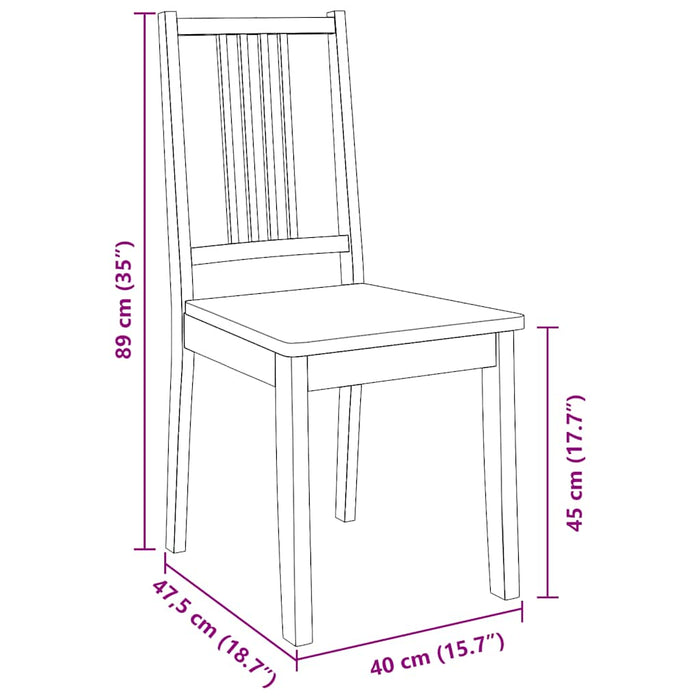 Sedie da Pranzo 2 pz Bianche in Legno Massello di Hevea 4102400