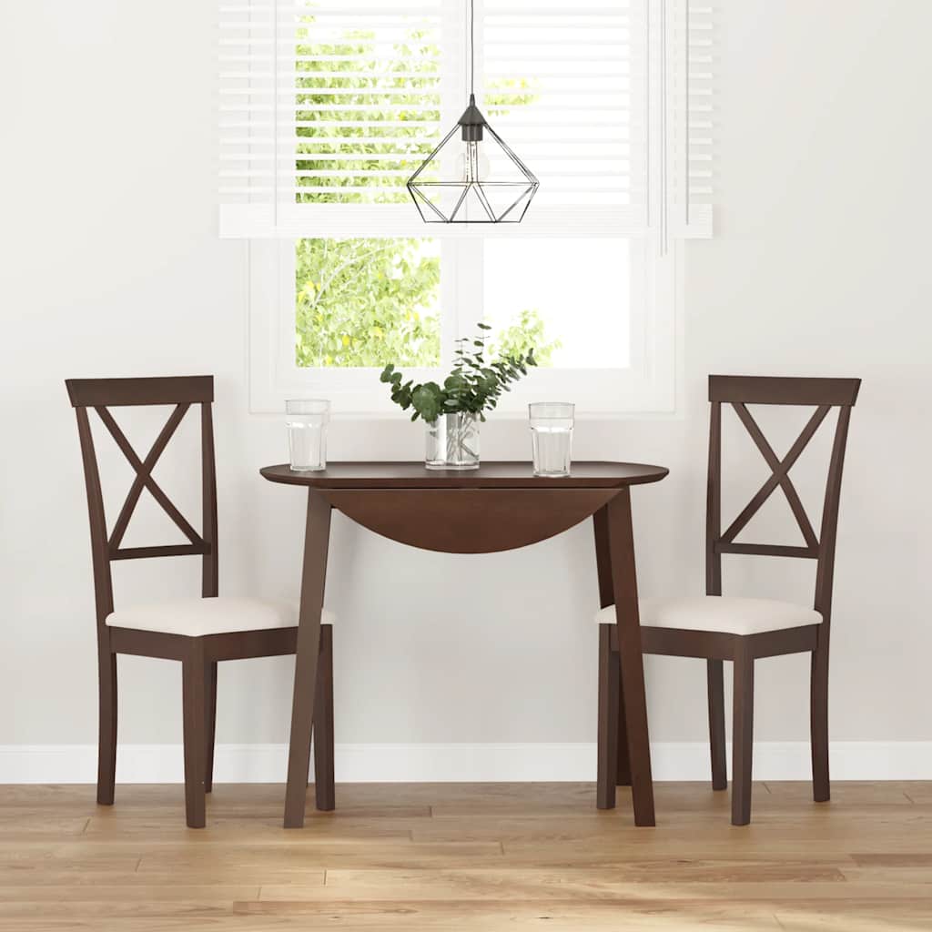 Sedie da Pranzo con Cuscini 2pz Marrone Legno Massello di Hevea