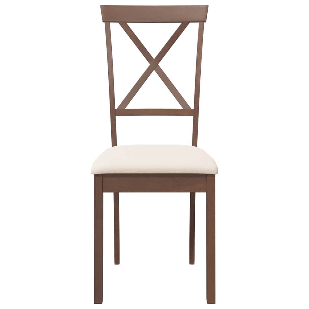 Sedie da Pranzo con Cuscini 2pz Marrone Legno Massello di Hevea