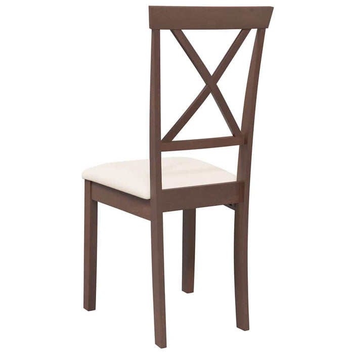 Sedie da Pranzo con Cuscini 2pz Marrone Legno Massello di Hevea