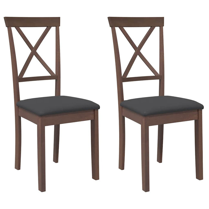 Sedie da Pranzo con Cuscini 2pz Marrone Legno Massello di Hevea
