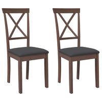 Sedie da Pranzo con Cuscini 2pz Marrone Legno Massello di Hevea 4102402
