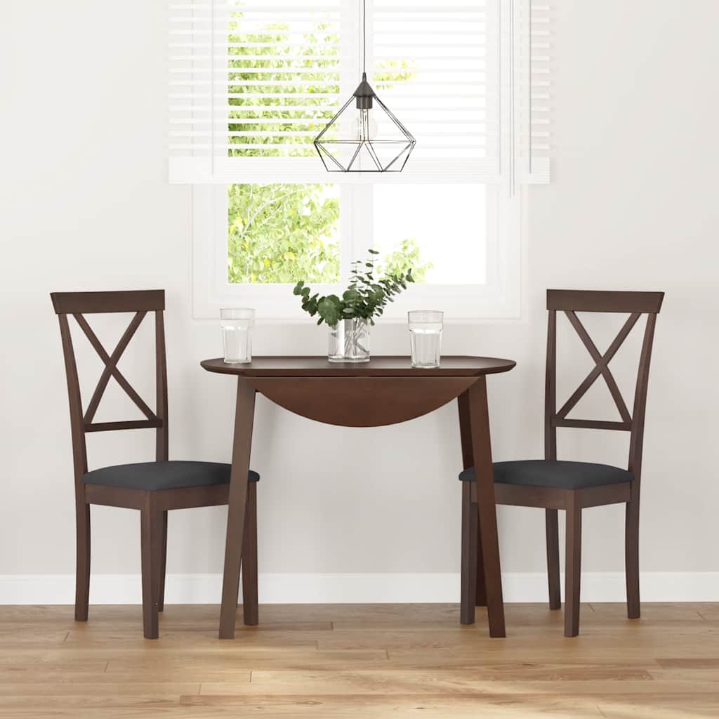 Sedie da Pranzo con Cuscini 2pz Marrone Legno Massello di Hevea 4102402