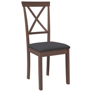 Sedie da Pranzo con Cuscini 2pz Marrone Legno Massello di Hevea 4102402